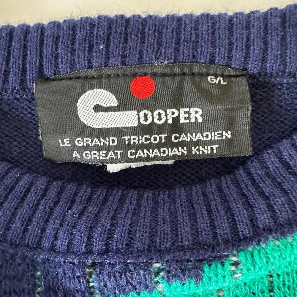 Vintage Cooper Canadian Granpa Style Wool Blend Knit Men's Sweater - G/L - Picture 2 of 7